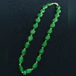 Apple-Green Faceted Bead Statement Necklace – Bold Chunky Crystal-Accent Design